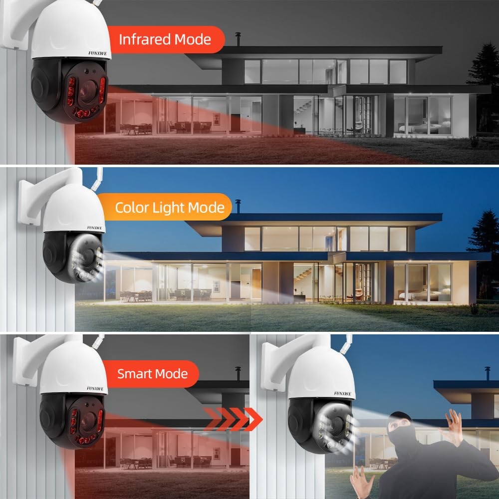 funxwe 8MP 4K 30X Optical Zoom Security PTZ Wireless IP Camera, 2.4GHz 5GHz…