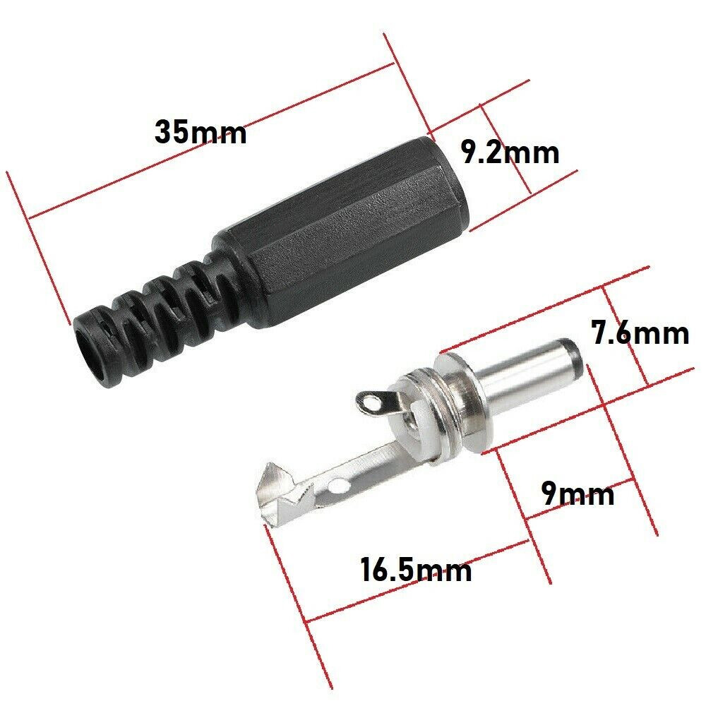 30PCS 1.35mm x 3.5mm Male DC Power Plug Socket Jack Connector Adapter New