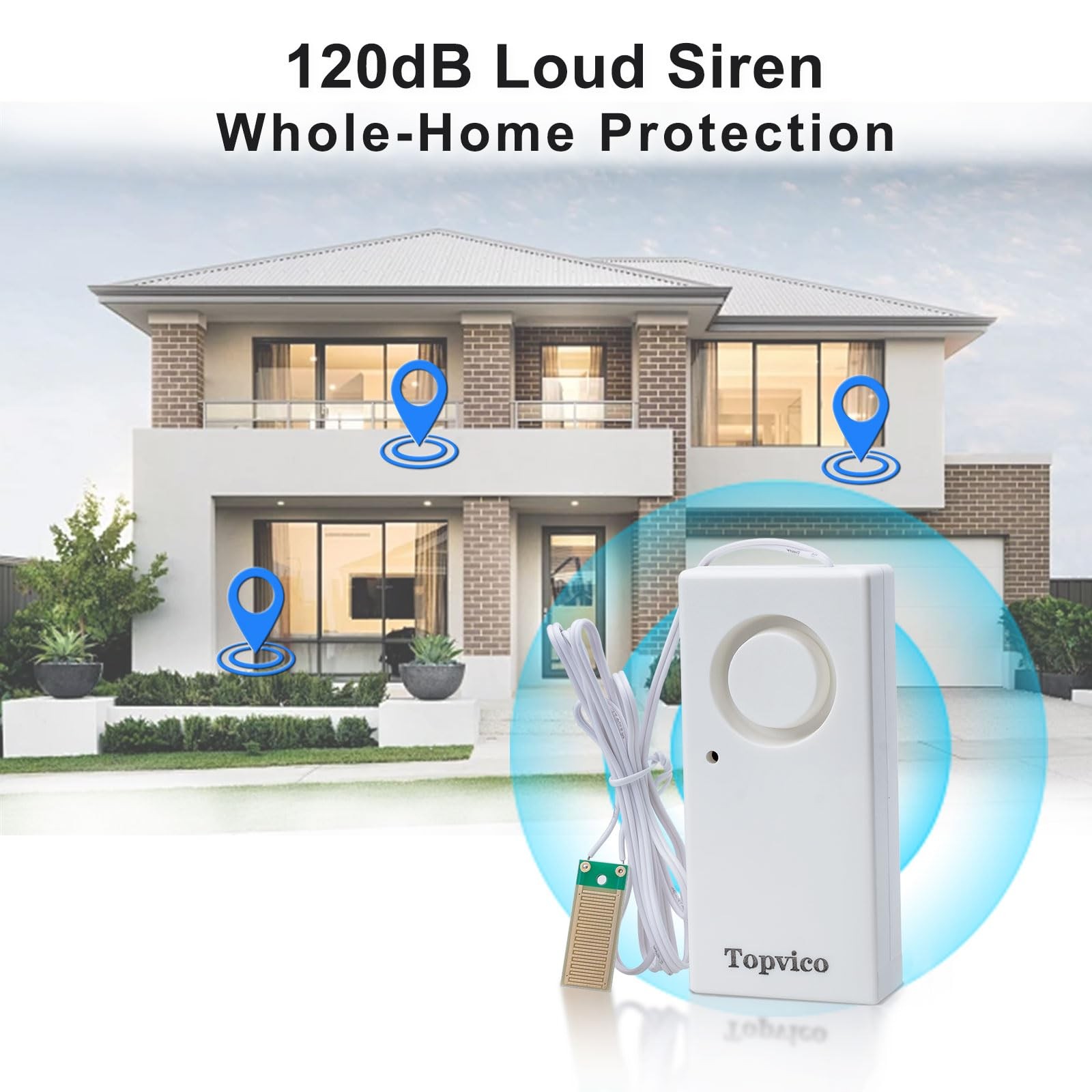 Water Leak Sensor Detector Flood Alarm For Basement Moisture 120db Work Alone Ba