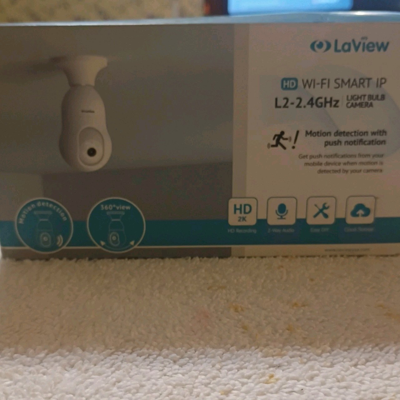 LaView 4MP Bulb Security Camera 2.4GHz,360° 2K 4MP-1PK, White