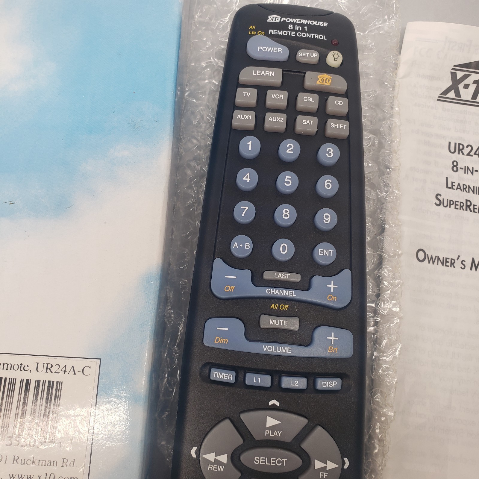 X10 Powerhouse 8 in 1 Learning Remote Control Universal RF Remote UR24A