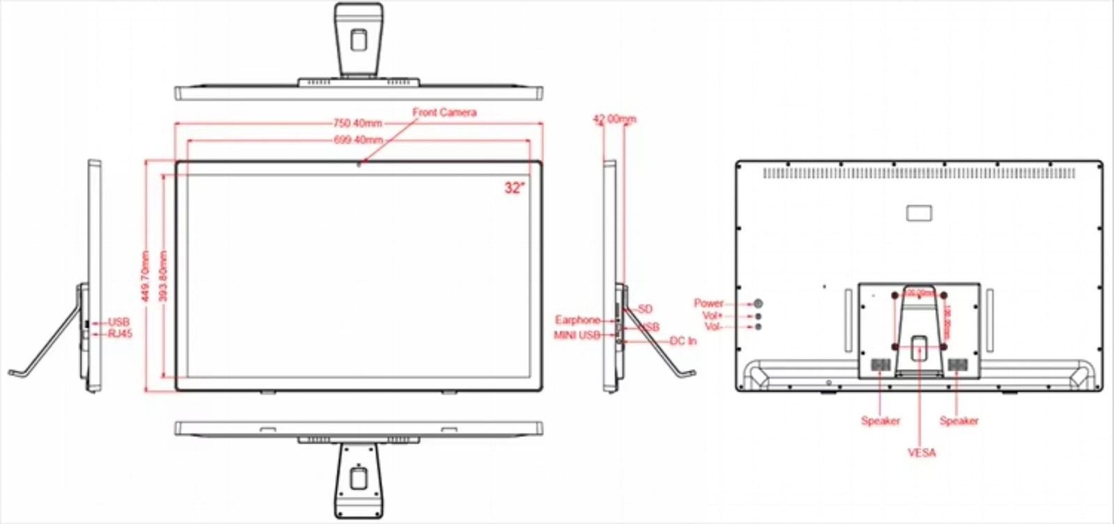 LCD Display Android Capacitive Touch Interactive 32 Inch Advertising Player