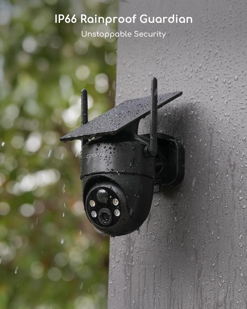 COOAU Solar Security Camera Charging Wireless 2K 360° Outdoor AI Detection