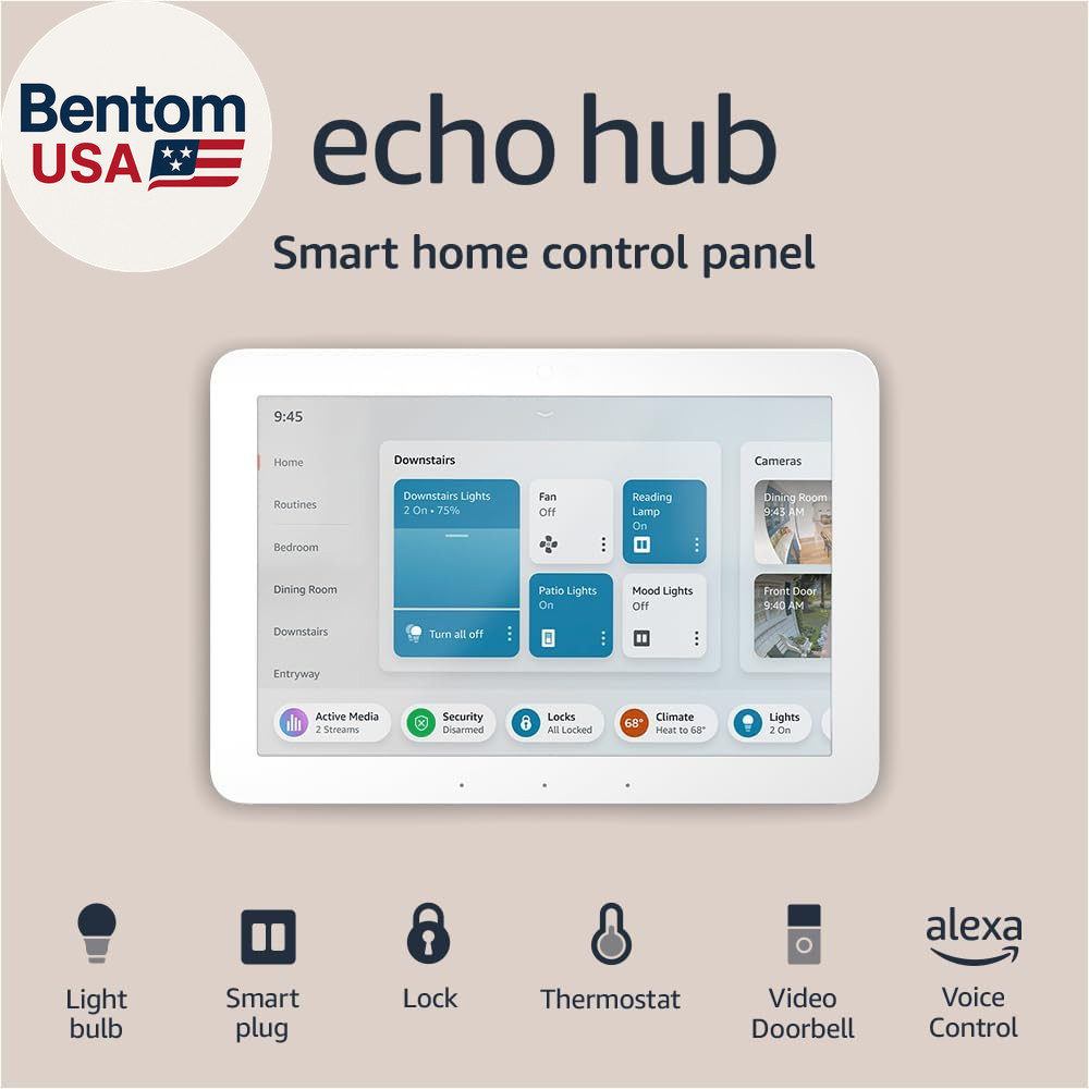 Echo Hub, 8” Smart Home Control Panel, Designed for Alexa+, Compatible with Thou