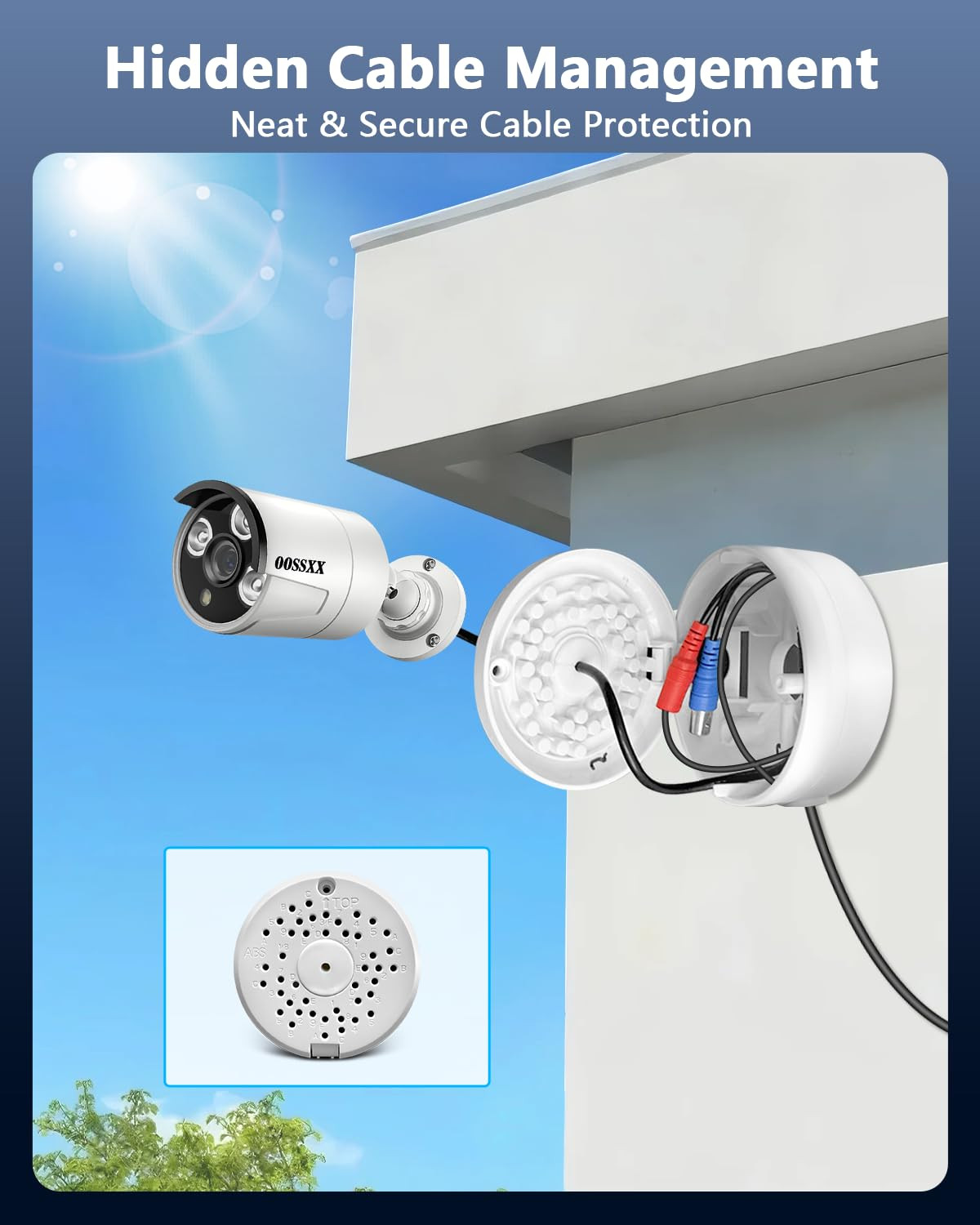 ABS Security Camera Junction Box Waterproof Outdoor Mount Hide Cable Cover