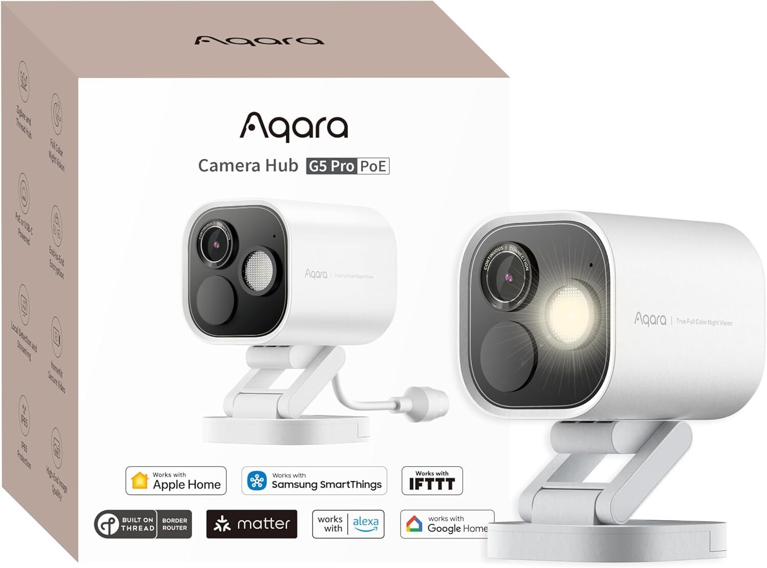 True Color Night 4MP Camera Hub G5 Pro PoE HomeKit Thread Border Router Zigbee