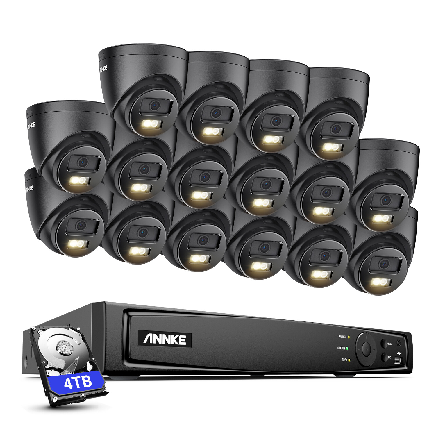 ANNKE 8CH 16CH 12MP NVR 5MP Color Night POE IP Security Camera System Audio IP67