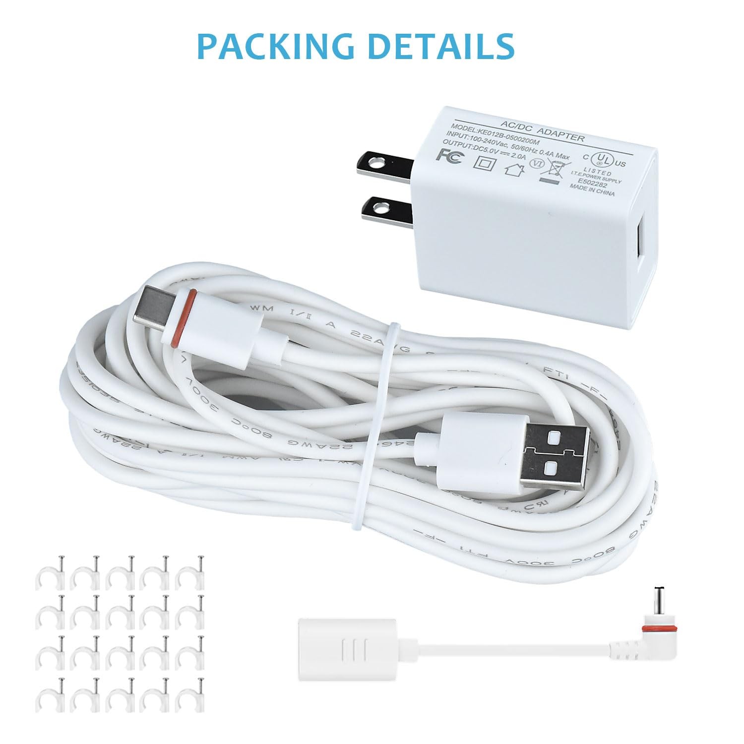KAROTTO 10Ft USB-C Power Cord with Adapter Compatible Ring 1PACK, White