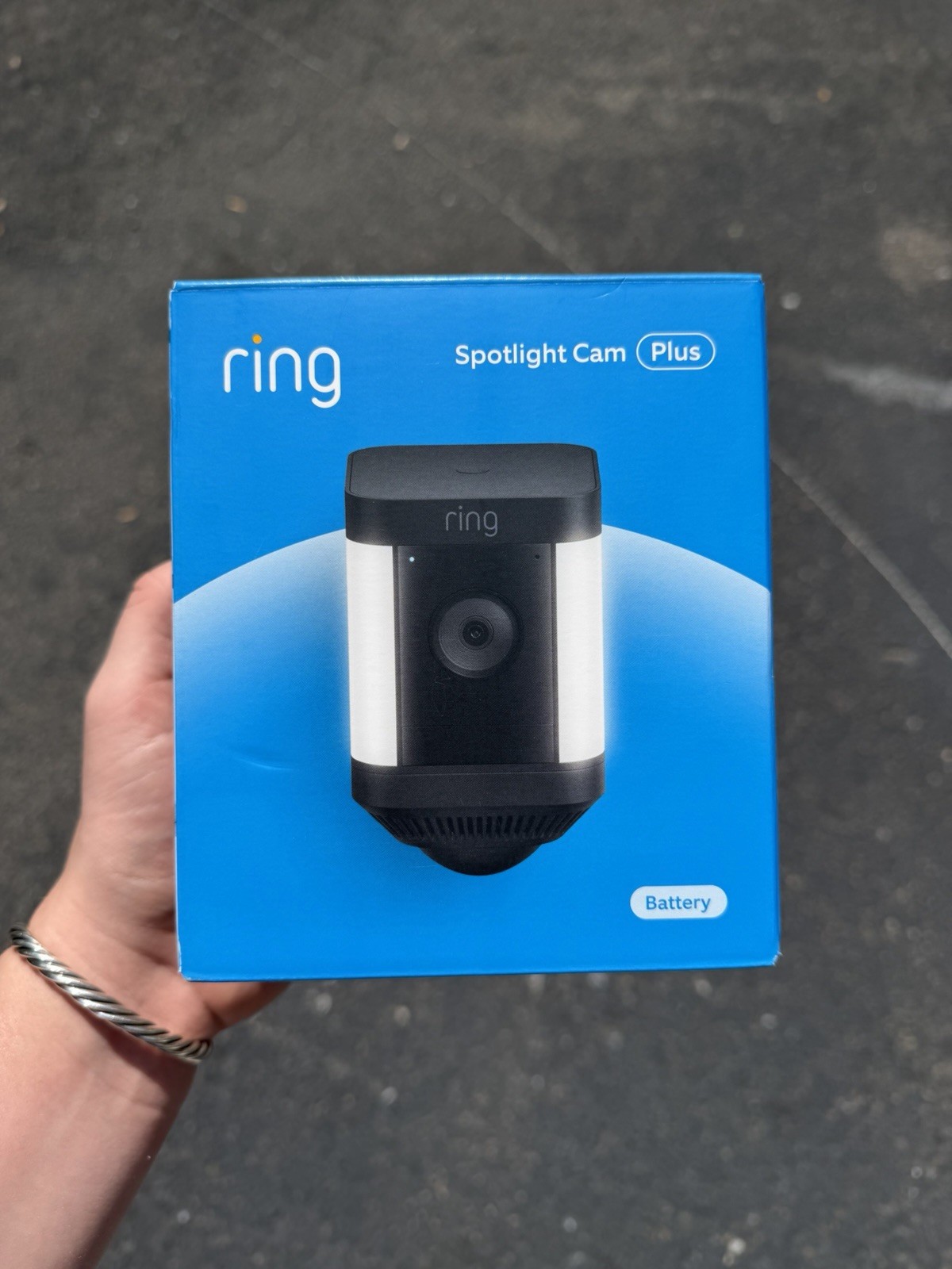 Ring Spotlight Cam Plus, Battery – Smart Security Video Camera (Black) New