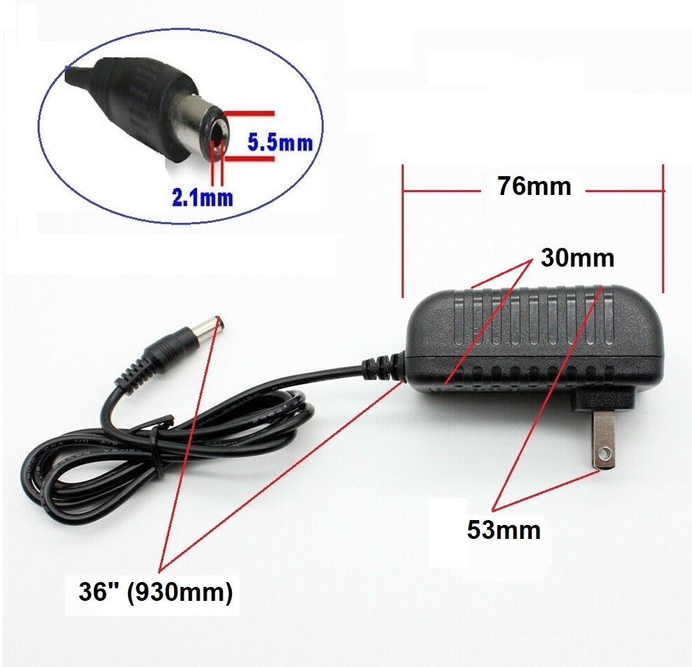 Tested 9V 2A 2000mA AC Adapter to DC Power Supply Charger Cord 5.5×2.1mm US plug