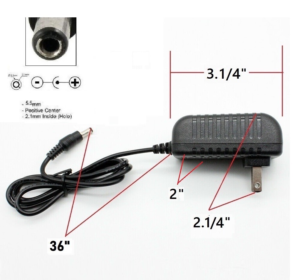 18V 2A AC/DC Adapter Power Supply Charger with 5.5×2.1mm +2 DC Power Plug Tips