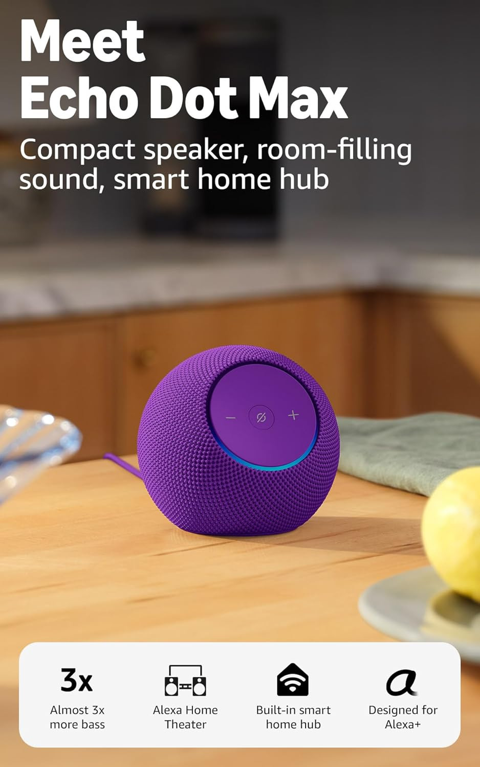 Amazon Echo Dot Max (newest model), Alexa speaker with room-filling sound and ne