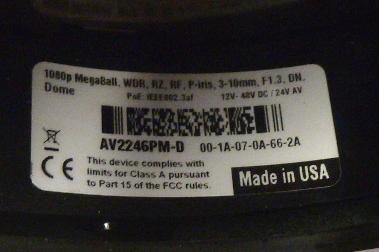 Arecont Vision AV2246PM-D-LG 1080p MegBall WDR RZ RF P-Iris 3-10mm F1.3 Camera