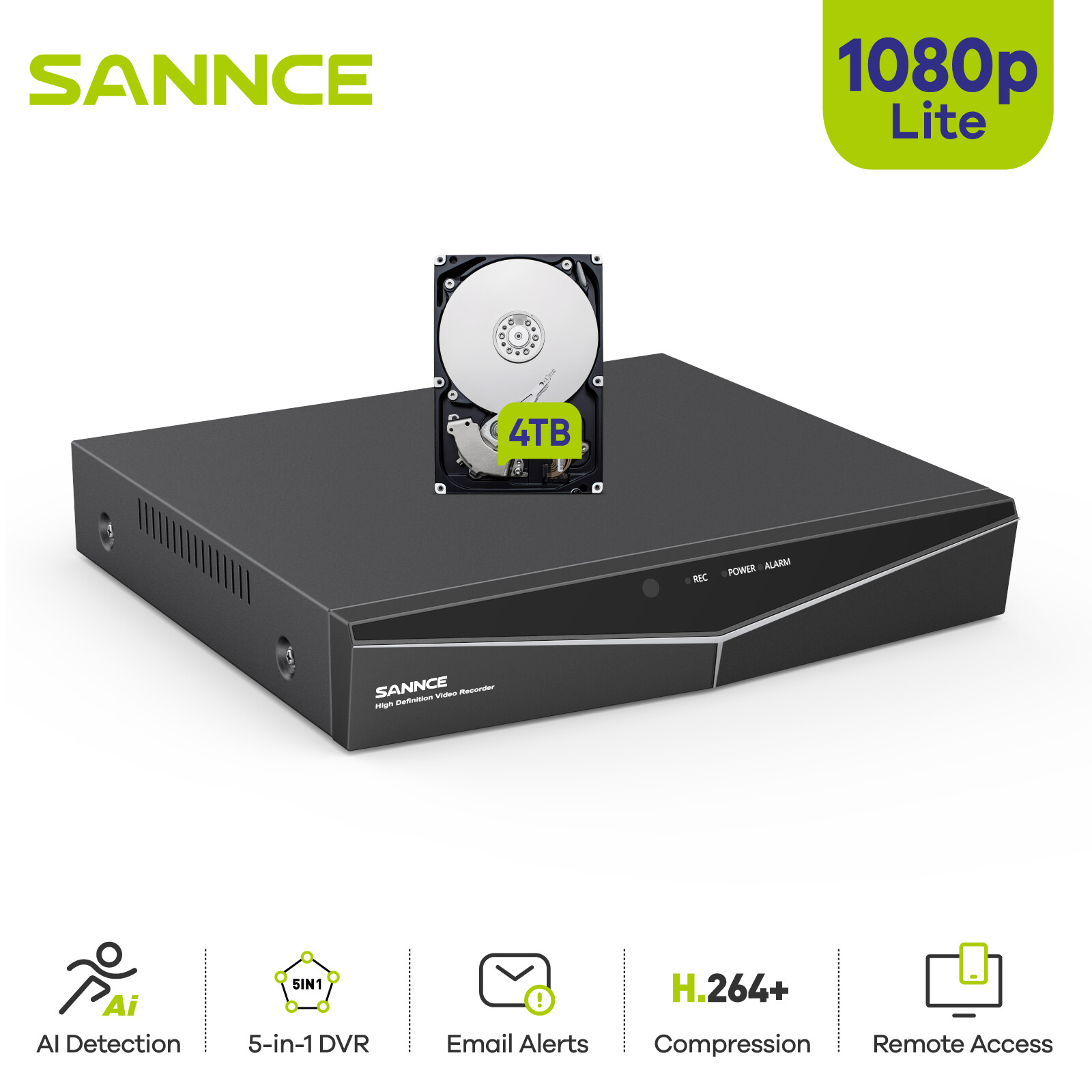 SANNCE 16CH 5IN1 HD 1080P HDMI Security Video Recorder for CCTV Camera System