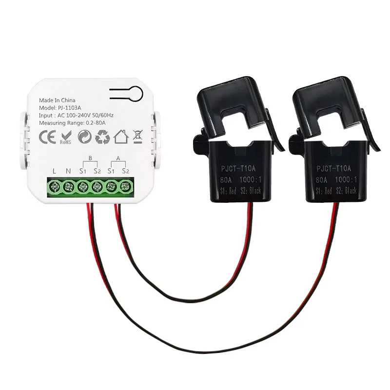 Smart Wifi Energy Clamp Bidirectional Meter with Buzzer Alarm for Threshold App