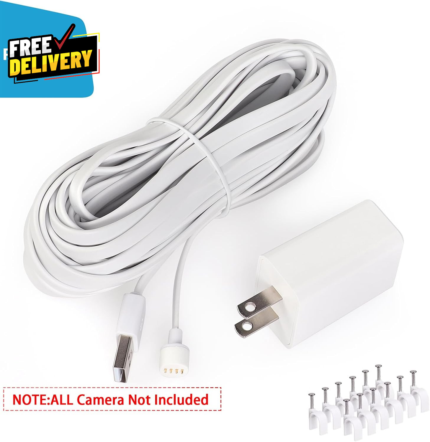32.8Ft/10M Power Cord Cable Compatible with Google Nest Cam Outdoor or Indoor
