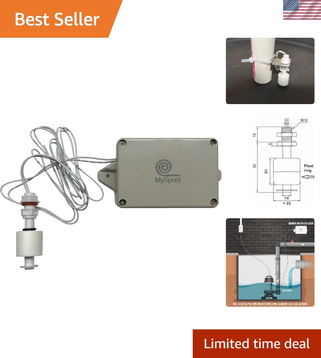 Wireless Water Level Monitor – Battery Operated with Float Sensor