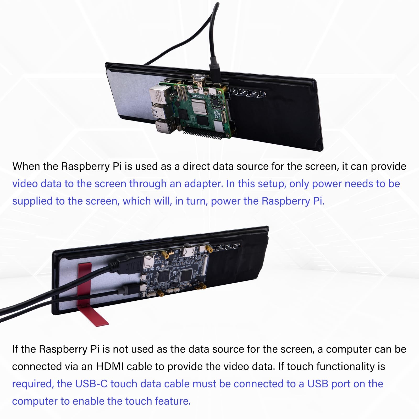 Geeekpi 11.26 Inch 1920X440 Hdmi Lcd Capacitive Touch Screen For Raspberry Pi