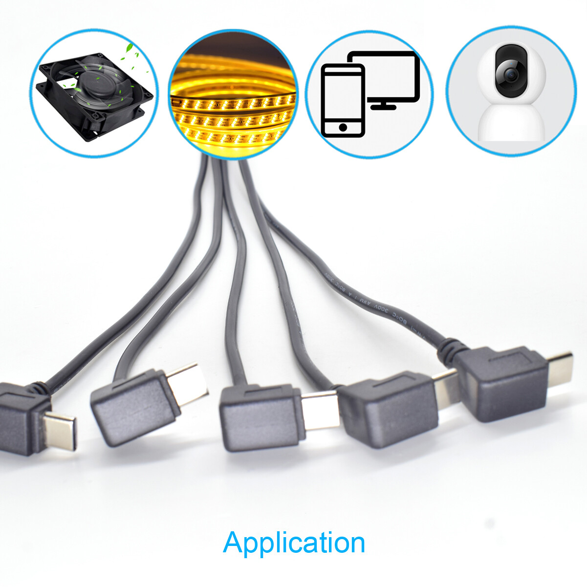 50pcs 30cm USB C Type-C UP Down Direction Cable 5V 3A 22AWG Power Pigtail Cable