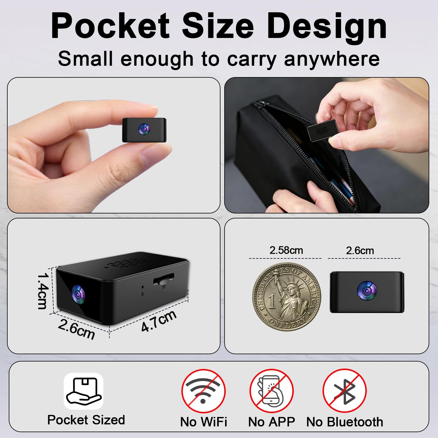 Mini Camera 1080P HD – No WiFi Camera – Portable Tiny Video Recorder with Loo…
