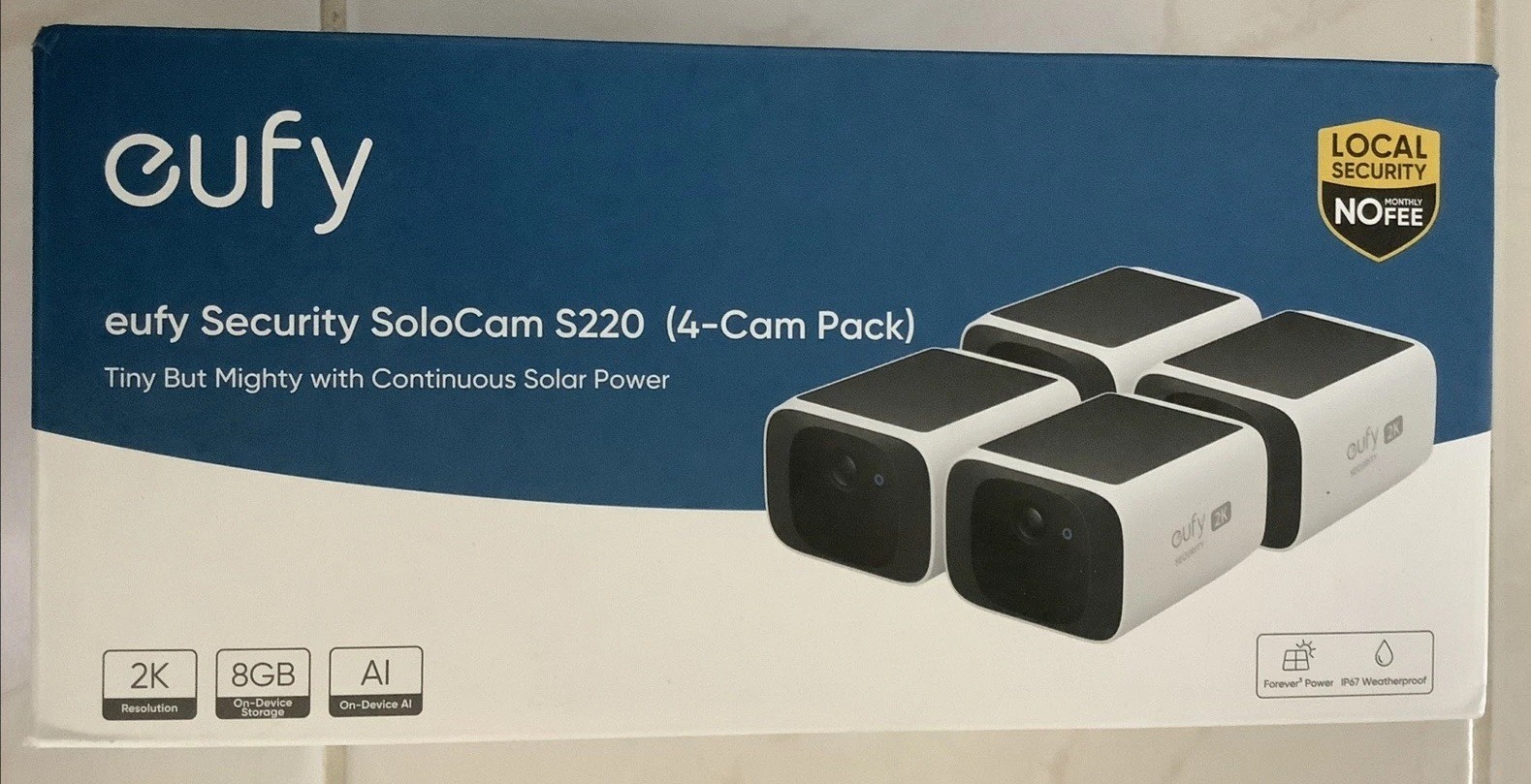 eufy S220 SoloCam Solar Security Camera 2K Wi-Fi Wireless Outdoor 4 Camera