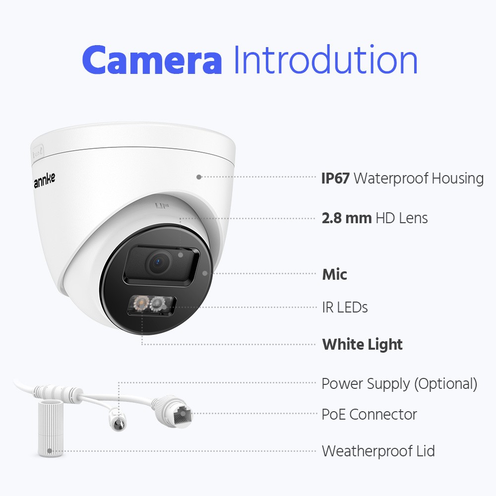 ANNKE 8CH H.265+ 6MP 8CH NVR Dome 5MP Color POE IP Security Camera System CCTV