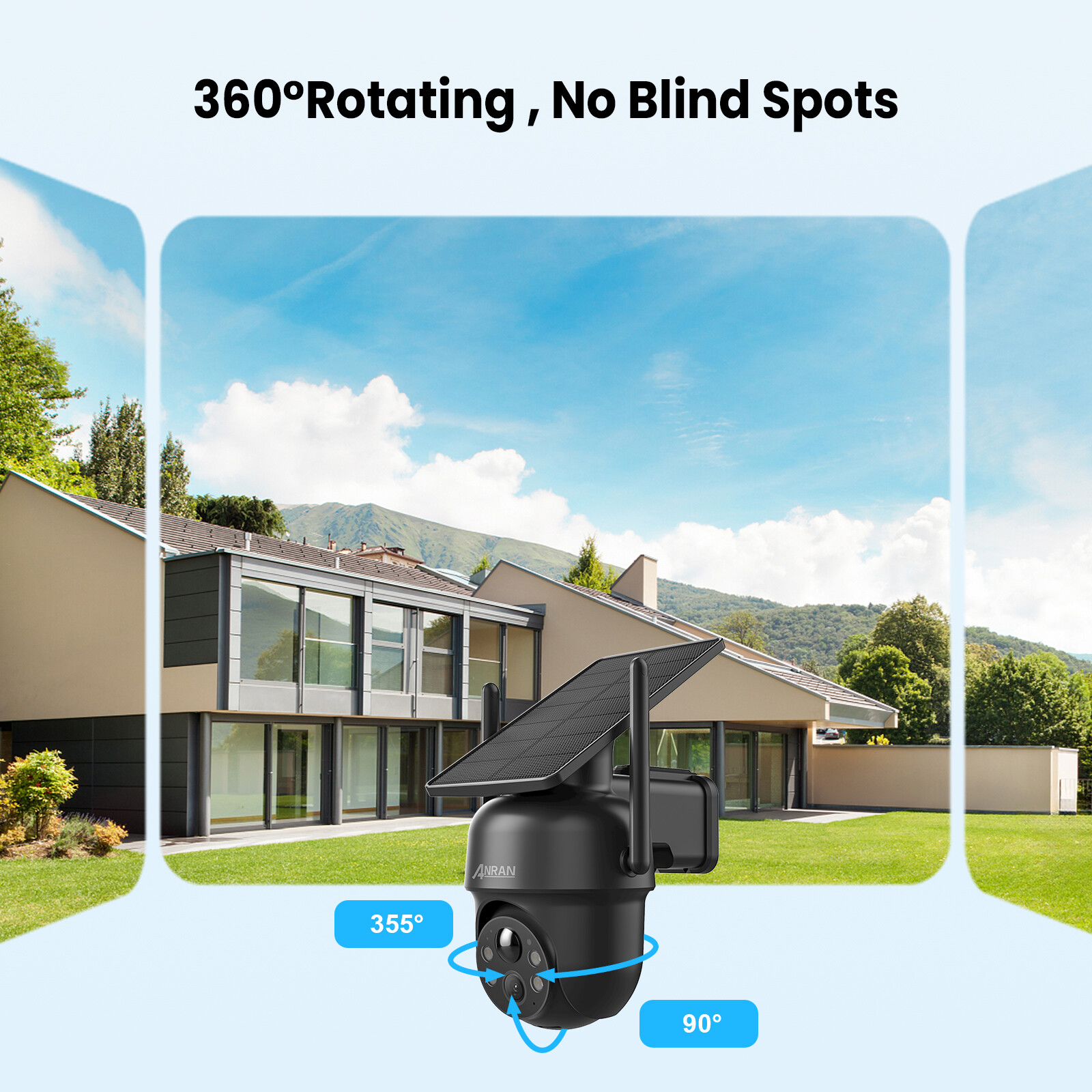 ANRAN Security Camera Wireless Solar Battery Powered Outdoor 5MP Home WiFi Audio