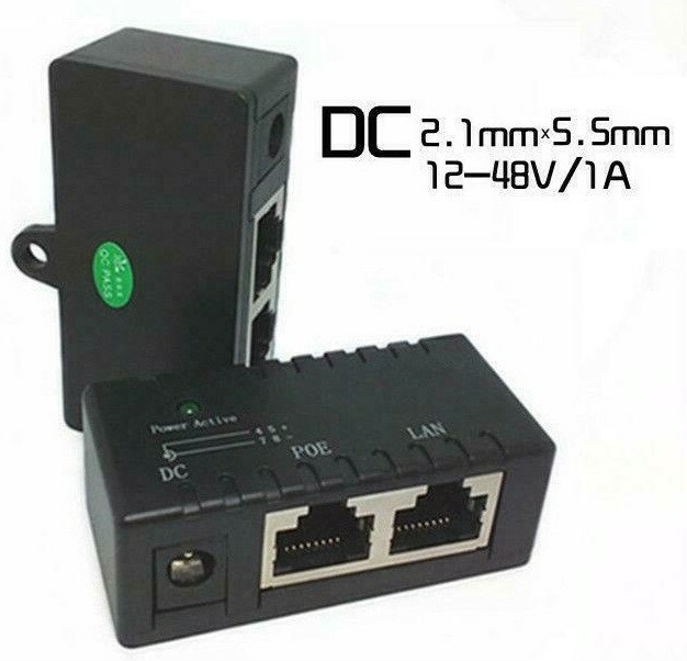 POE Injector Passive for IP Camera VoIP Phone Netwrok AP Device 5V-52V +12V-1A