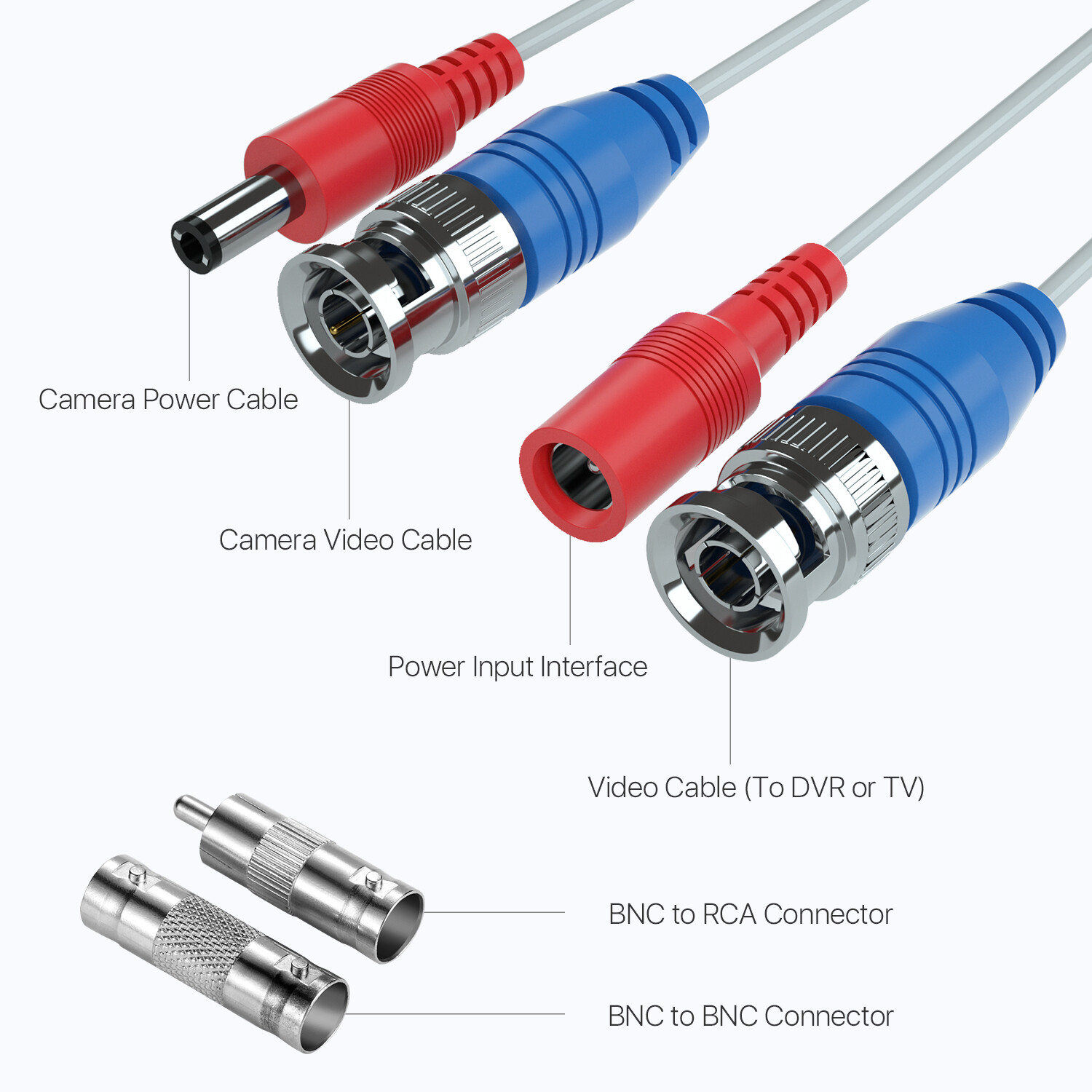 ZOSI 4x60FT BNC Cable RCA Extension Cord for CCTV Security Camera