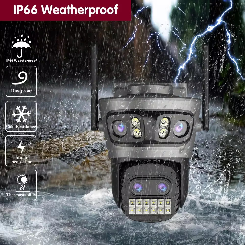 8K 16MP 10X Digital Zoom Four Lens Three Screen WIFI Camera Outdoor Night Vision