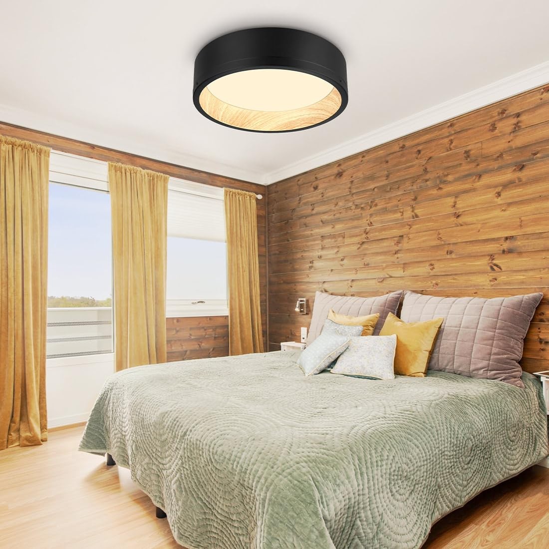 DAKASON LED Flush Mount Ceiling Light Fixture 12.5” 25W 12.5In-1Pack, Black