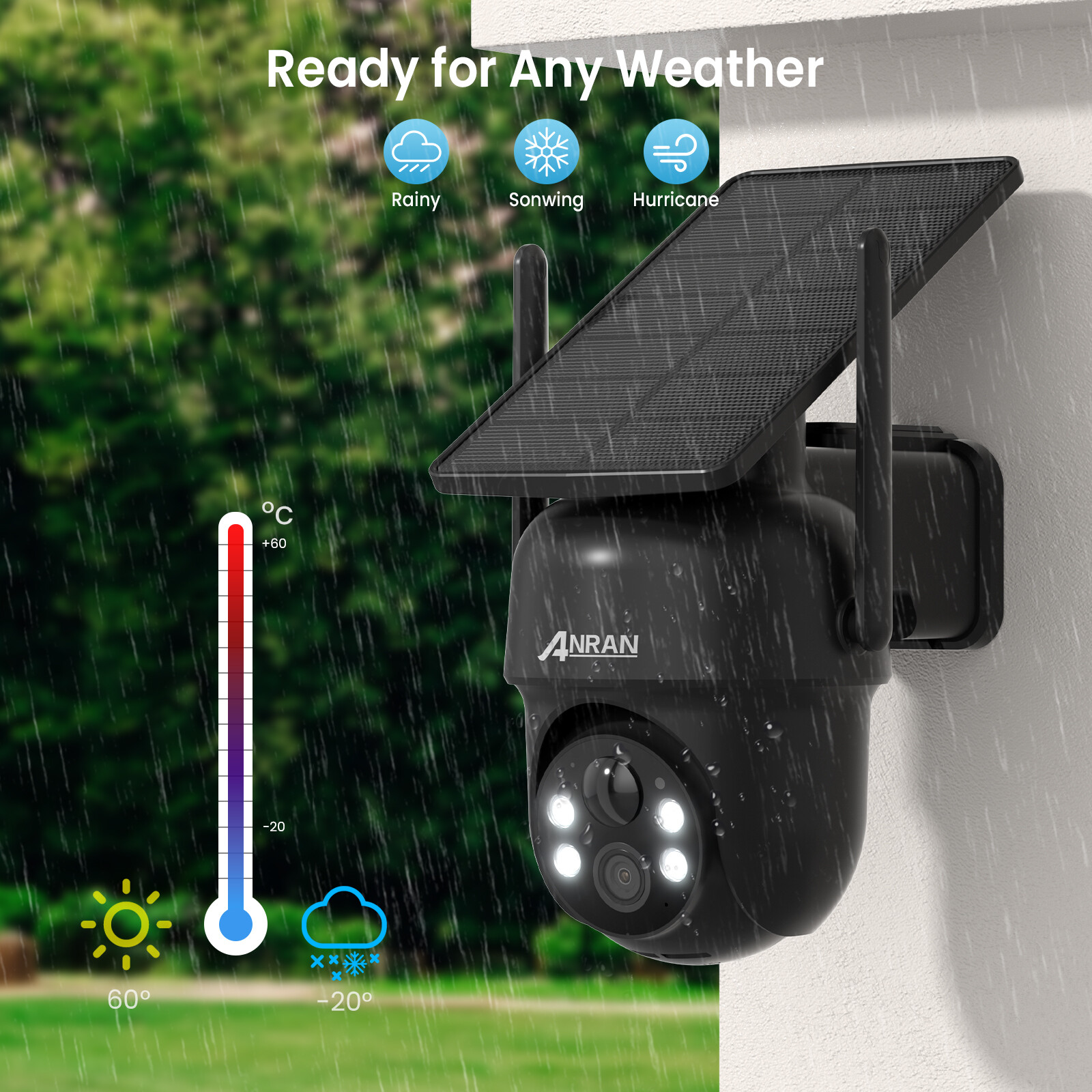 ANRAN Security Camera Wireless Solar Battery Powered Outdoor 5MP Home WiFi Audio