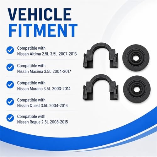 2 Set Upper Radiator Mount Bracket and Rubber Bushing, Compatible with Nissan