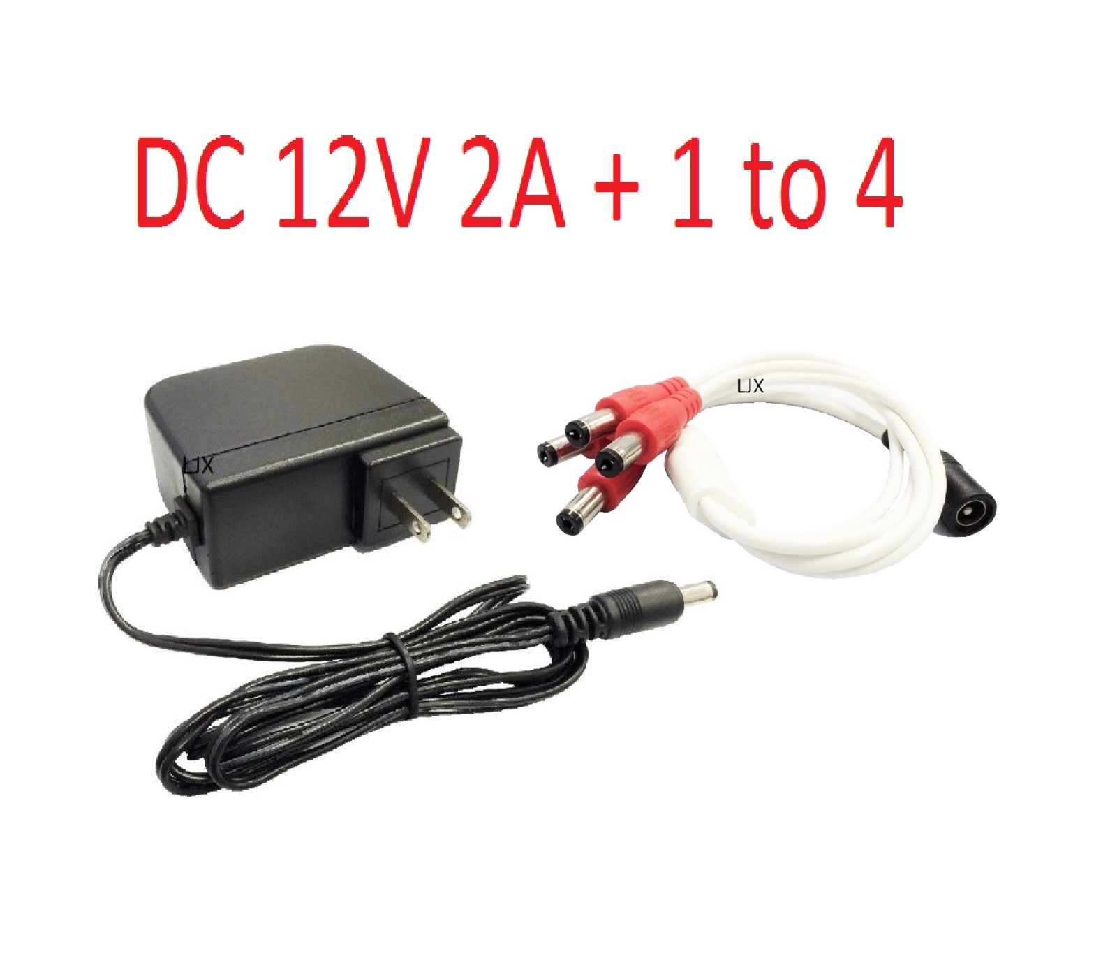 DC 12V 2A Power Supply Adapter +4 Split Power Cable for CCTV Security Camera DVR