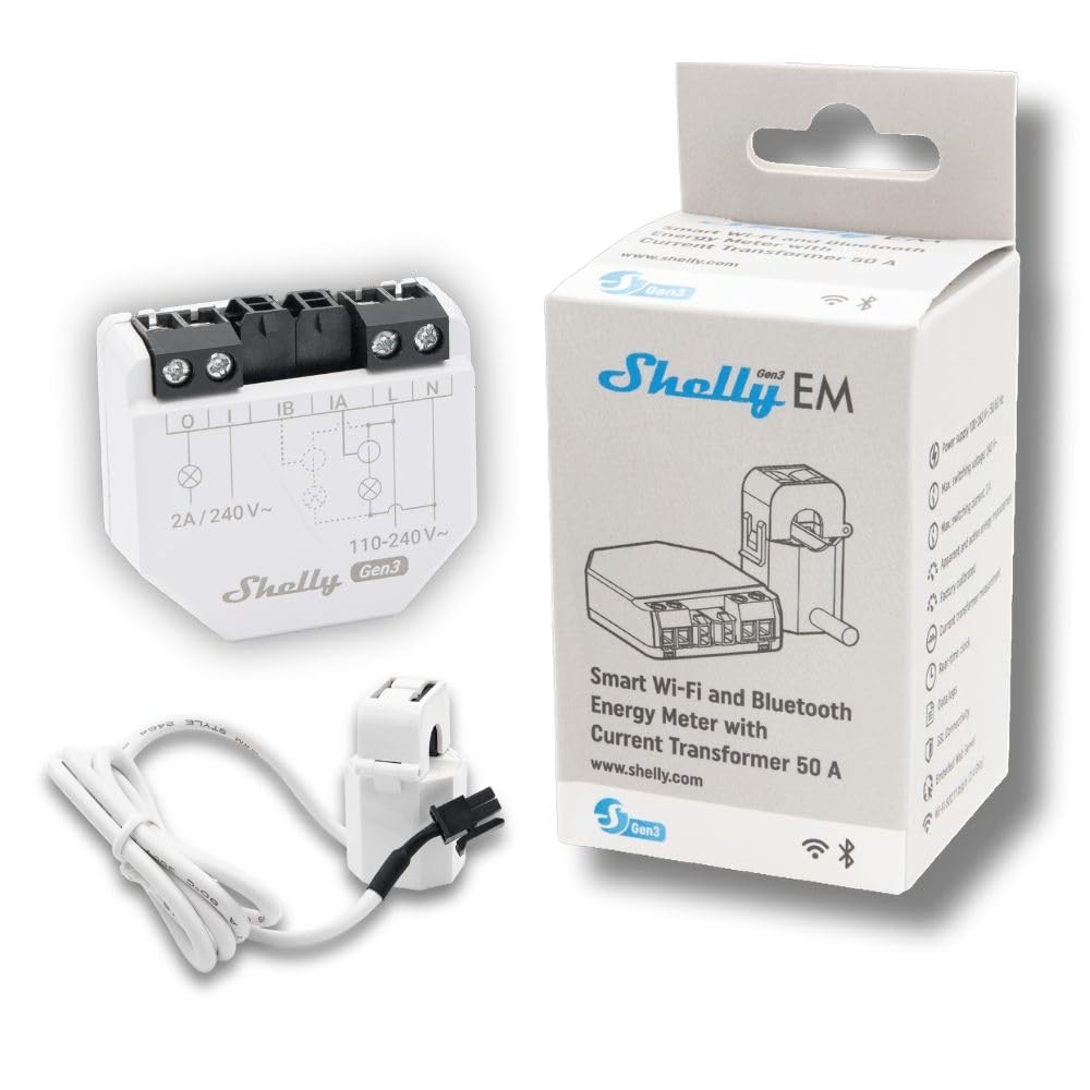 Shelly EM Gen3 smart energy meter 50A clamp