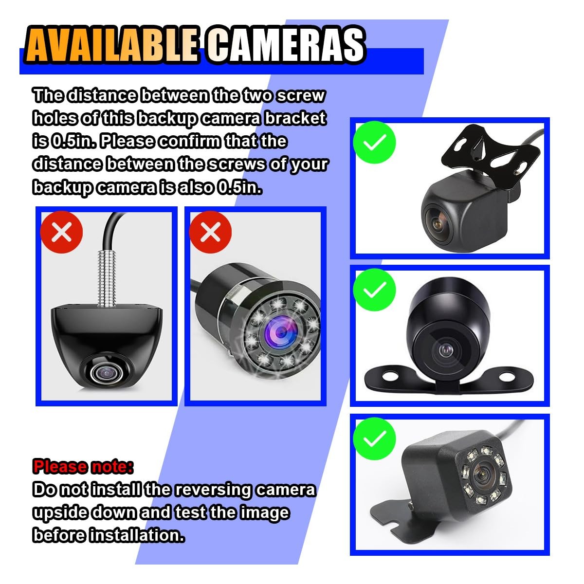 Reverse Rear Camera License Plate Bracket, Installation Holder for Black