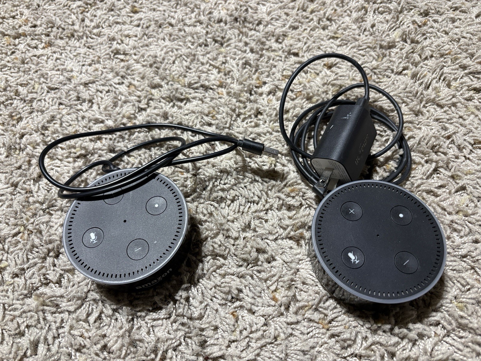 Amazon RS03QR Echo Dot Model 2 Smart Speaker w/ Cable (Lot of 2)
