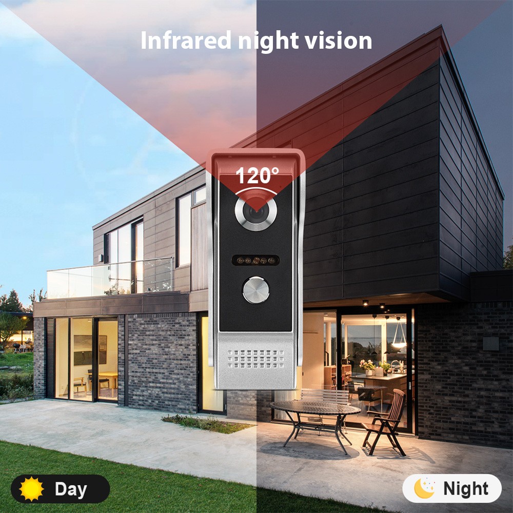 1080P Wireless Video Doorbell Camera With Monitor TY APP WiFi 7 Inch Touch TGRW
