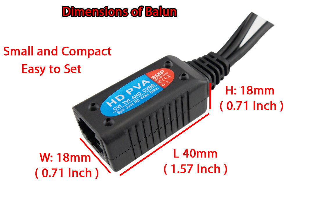 8MP Passive Video Audio Power Balun Data Transmitter via UTP HD-CVI/TVI/AHD/CVBS