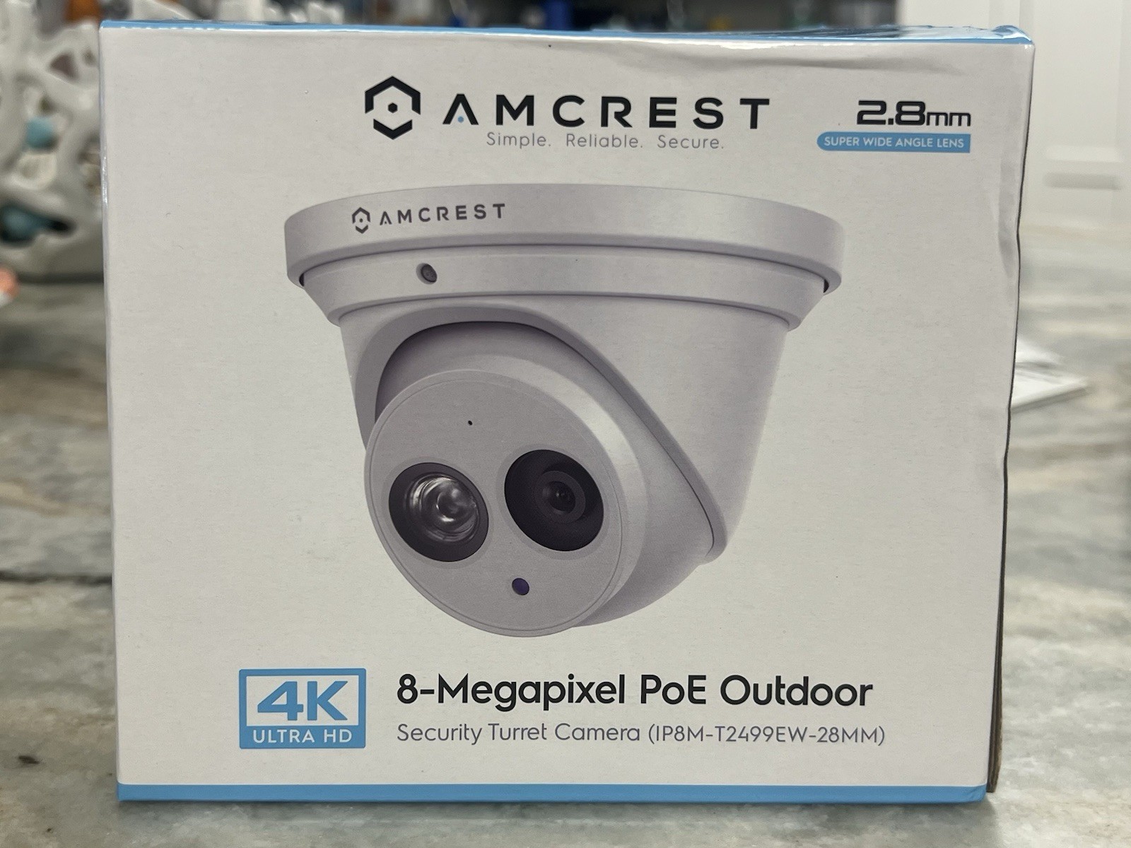 UltraHD 4K (8MP) Outdoor Security IP Turret PoE Camera, 3840×2160, 164 ft Night
