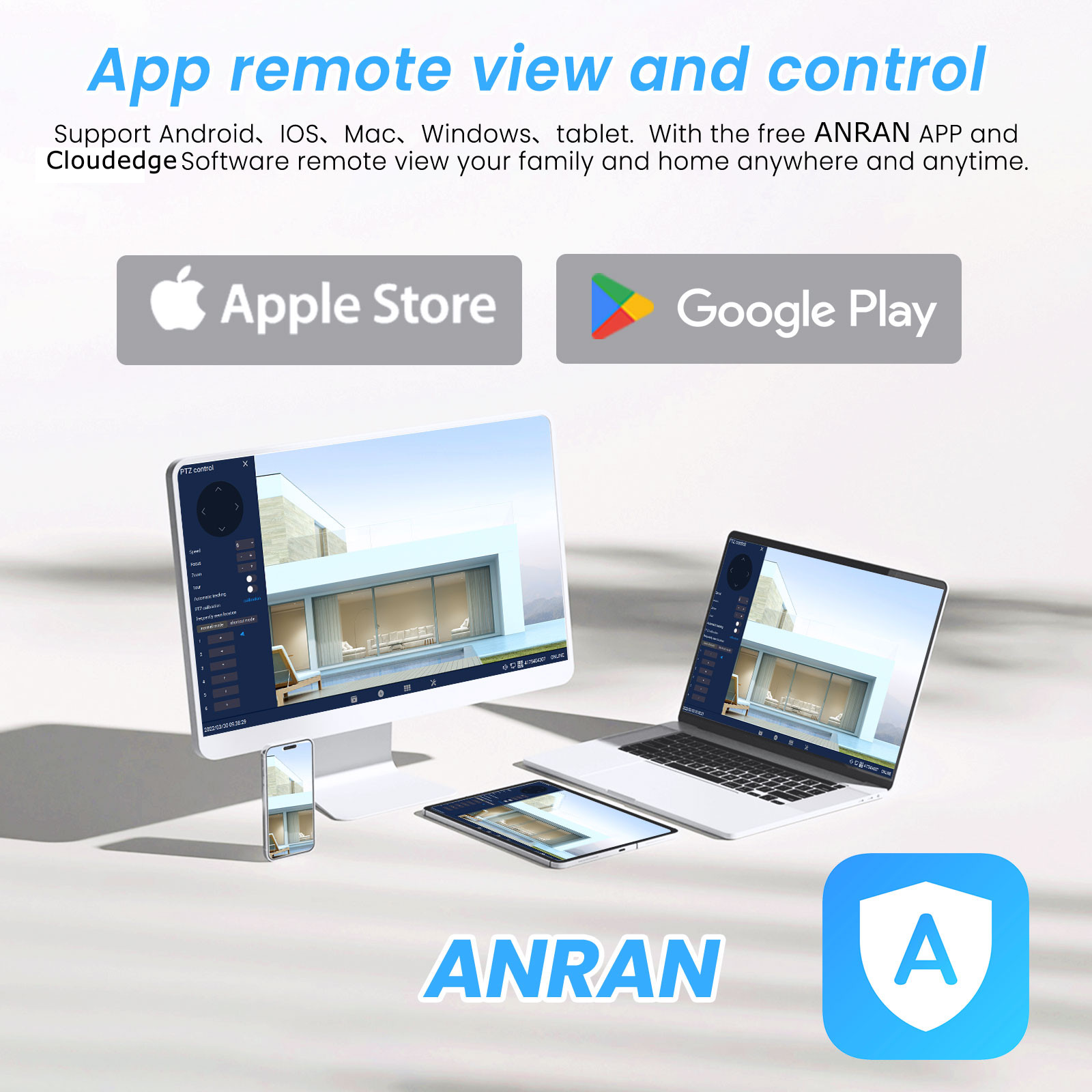 ANRAN 4MP HD Wireless Solar Security Camera 360° PTZ WIFI Battery Camera Outdoor