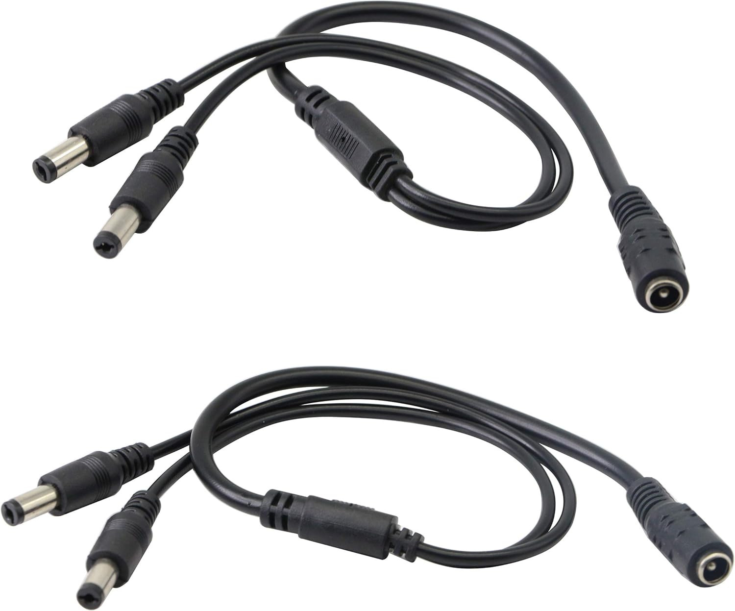2Pack DC Power Female to Male Splitter Adapter Cable 1 Female to 2 Male 5.5Mm X