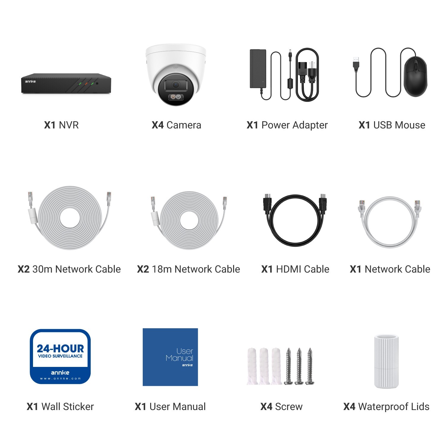 ANNKE 8CH 4K NVR POE 5MP Audio Security IP Camera System Outdoor AI Color Night