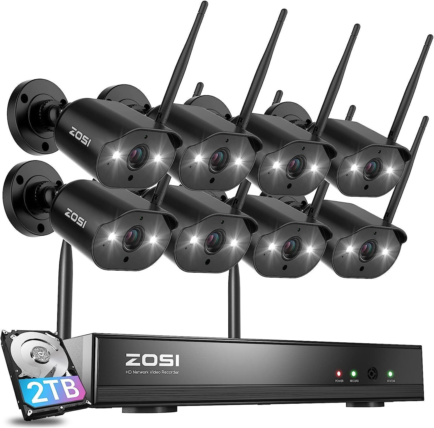ZOSI 8CH NVR 3MP Wireless IP Camera Security System WiFi AI Night Vision CCTV