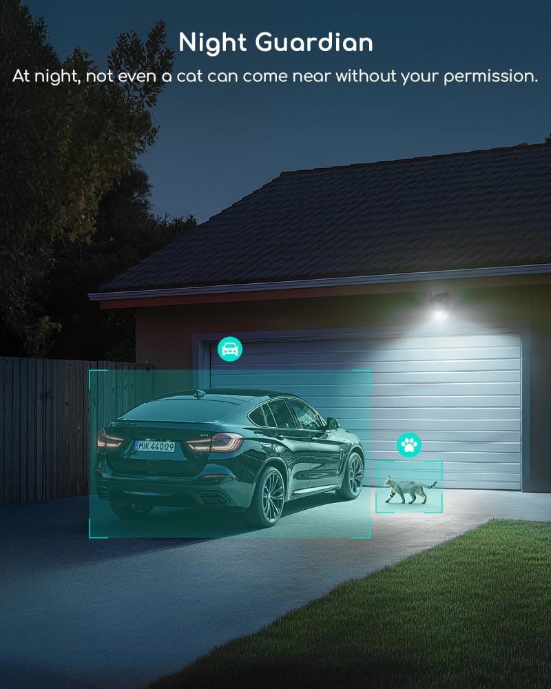 COOAU Solar Security Camera Charging Wireless 2K 360° Outdoor AI Detection