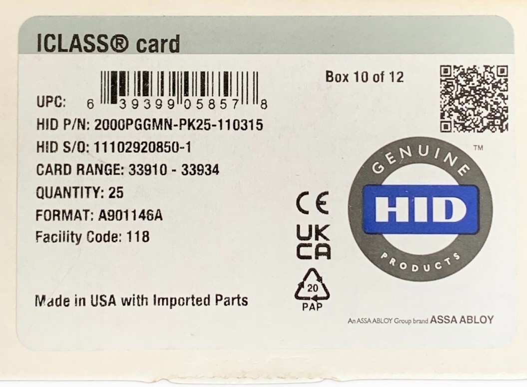 HID 2000PGGMN ICLASS Smart Card