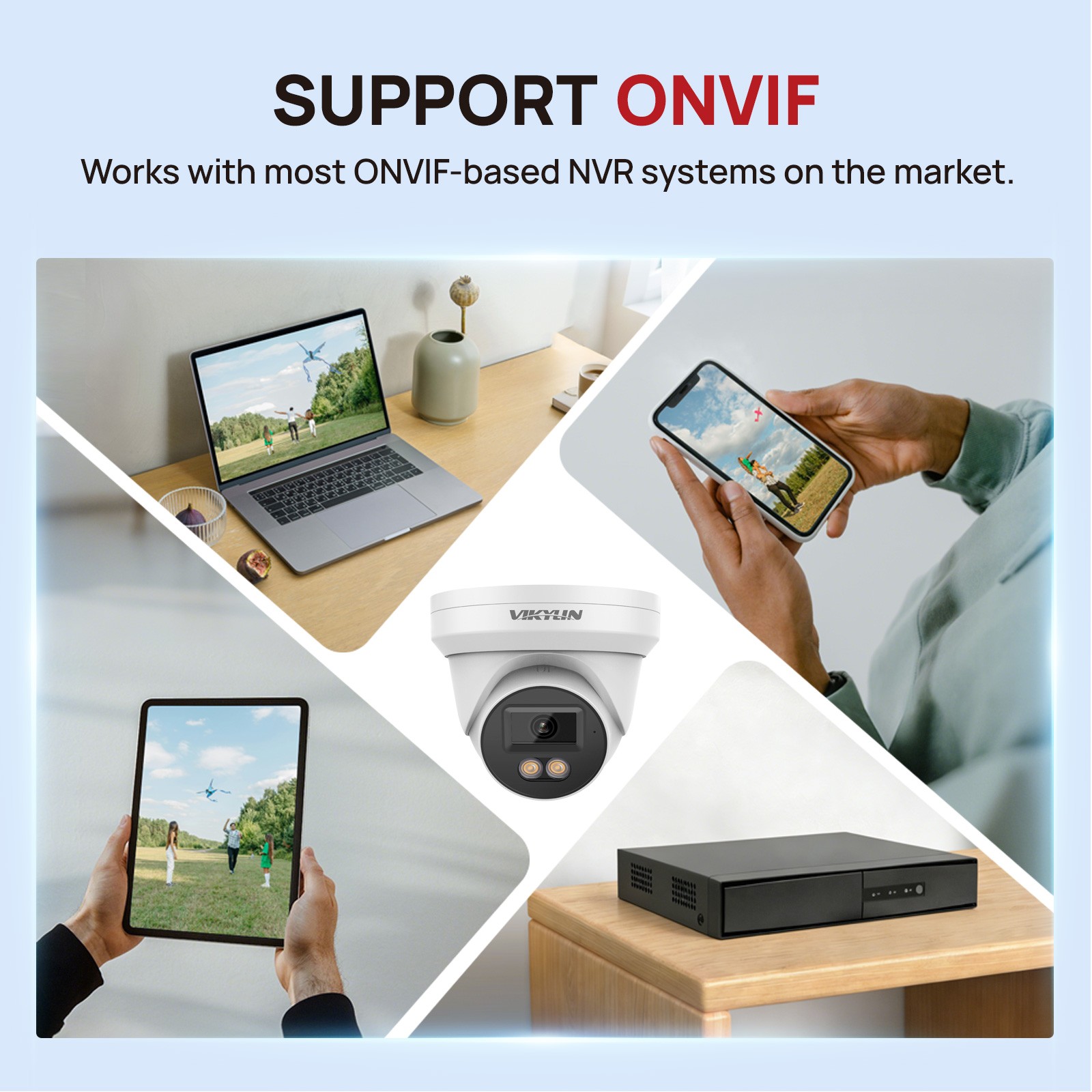 Vikylin 5MP IR30M MIC IP POE Camera Human vehicle Detection Onvif Outdoor/Indoor