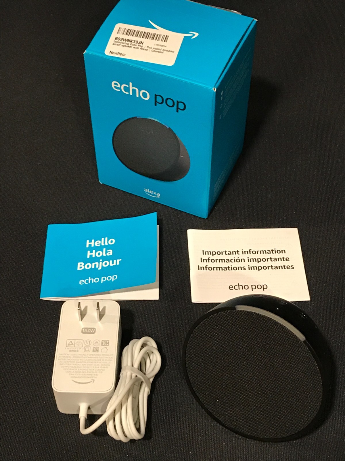 Echo Pop Smart Speaker Alexa Full Sound – Charcoal Black