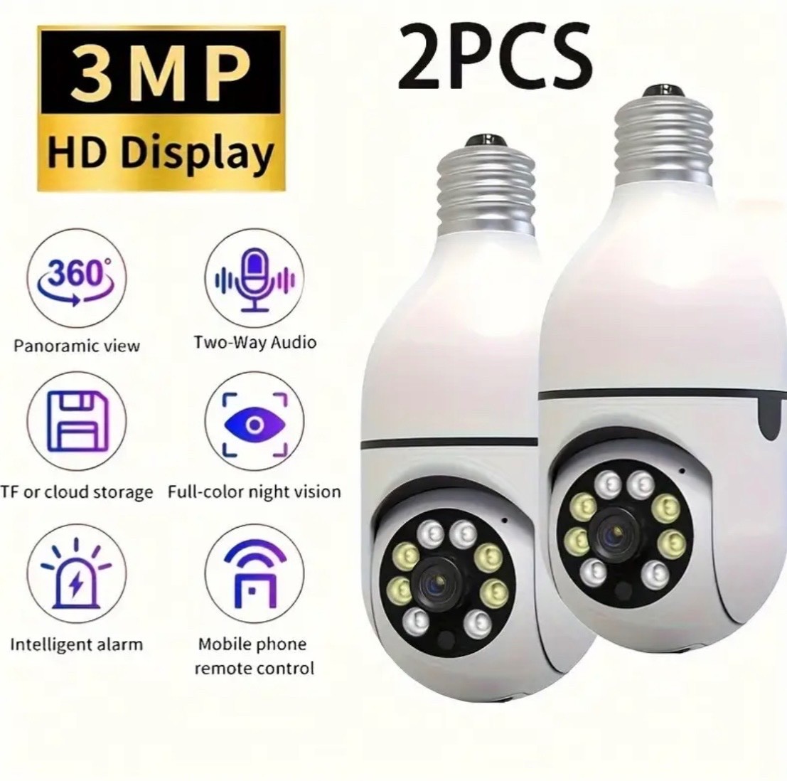 2- 3MP Huntvision AI Intelligent Wifi Cameras W/Instant Alert, Real Time Monitor