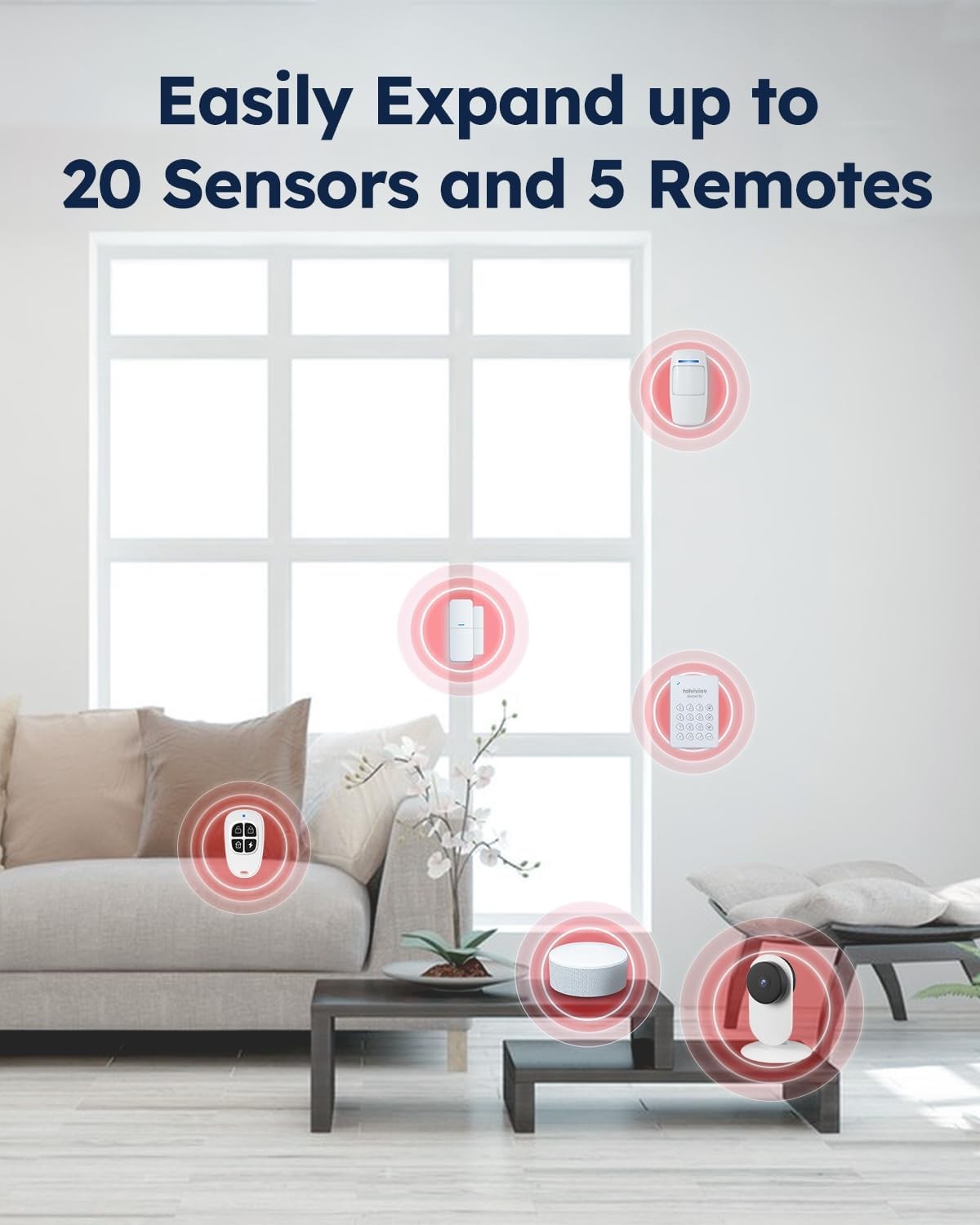 Tolviviov WiFi Door Alarm System White for House, Apartment with Phone APP Alert